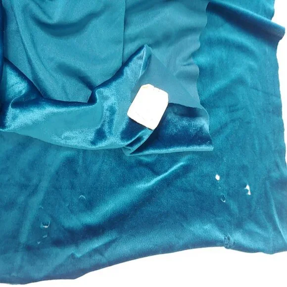 Vintage Velour Stretch Fabric Teal Blue 106x66" For Dresses Crafts Home READ - Picture 5 of 5